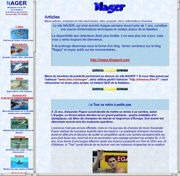 NAGER - Le site Internet de la Natation