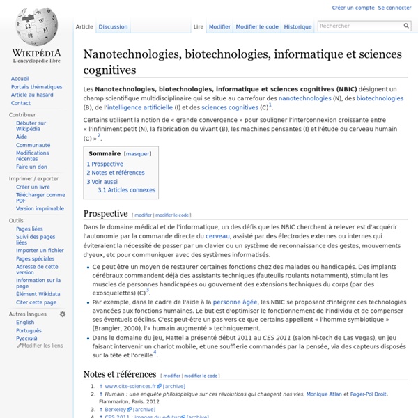 Nanotechnologies, biotechnologies, informatique et sciences cognitives