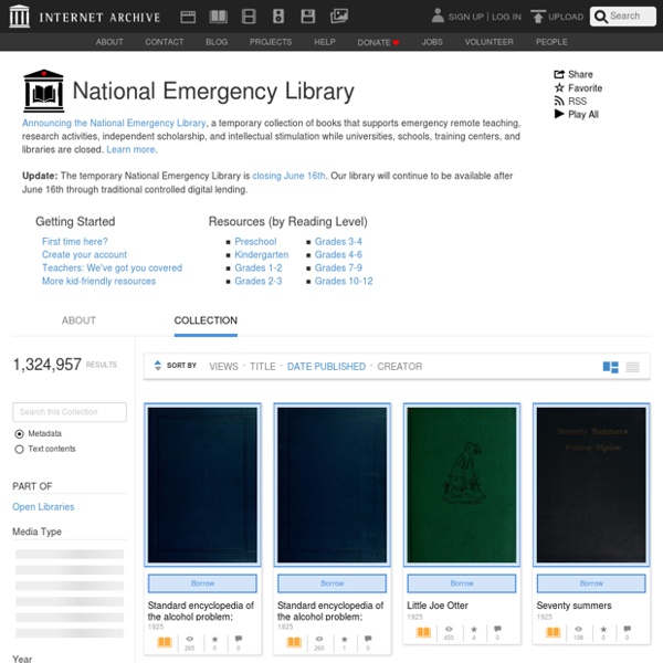National Emergency Library : Free Texts : Free Download, Borrow and Streaming