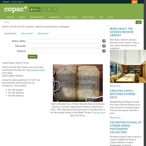 Copac National, Academic, and Specialist Library Catalogue
