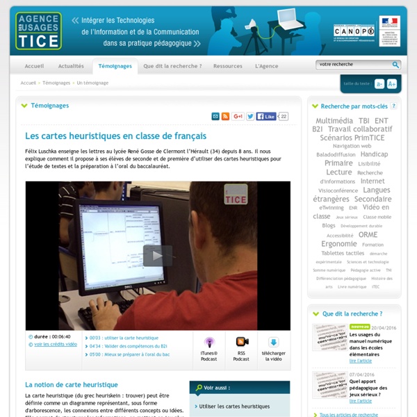 L'Agence nationale des Usages des TICE - Les cartes heuristiques en classe de français