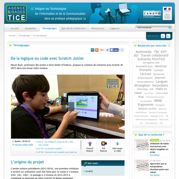 L'Agence nationale des Usages des TICE - De la logique au code avec Scratch Junior