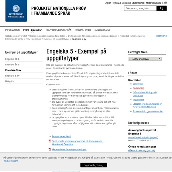 Engelska 5 - Nationella prov i främmande språk, Göteborgs universitet