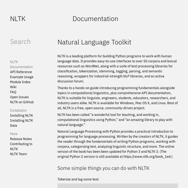 NLTK Home (Natural Language Toolkit)