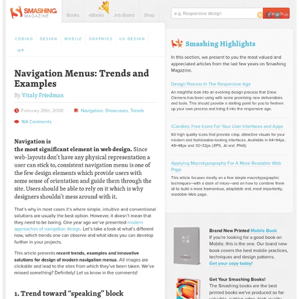 Navigation Menus: Trends and Examples - Smashing Magazine