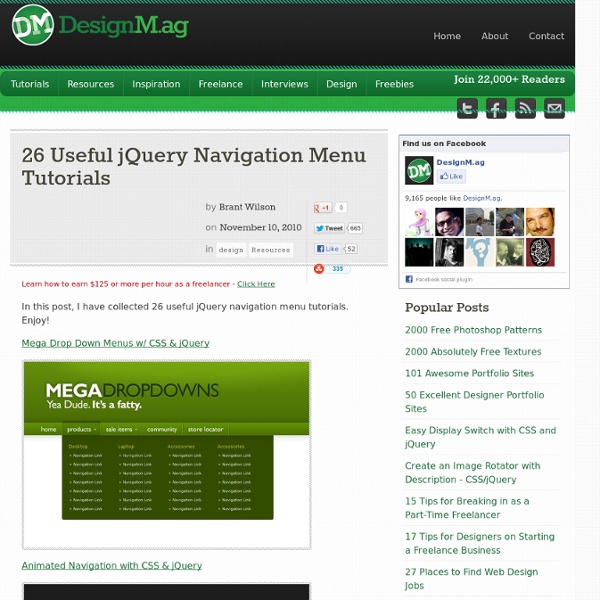 25 jQuery Tutorials for Improved Navigation Menus