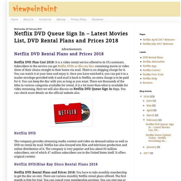 Netflix DVD Queue Sign In – Latest Movies List, DVD Rental Plans and Prices 2017