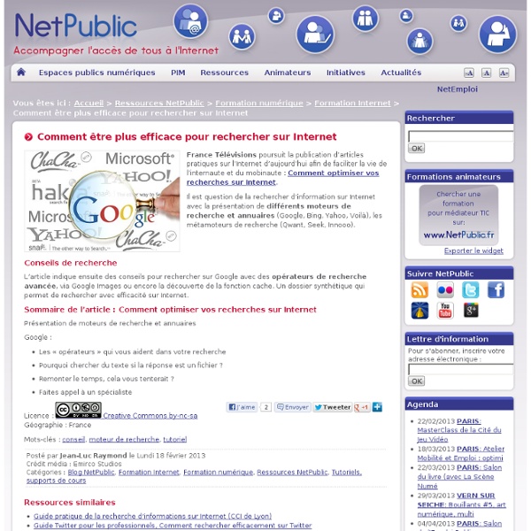 NetPublic » Comment être plus efficace pour rechercher sur Internet