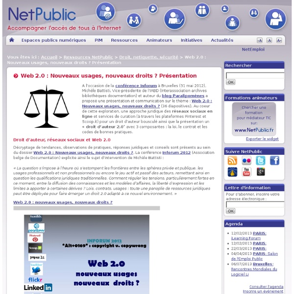 Web 2.0 : Nouveaux usages, nouveaux droits ? Présentation