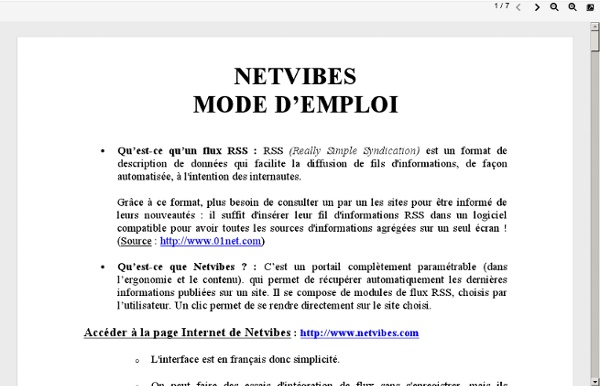 NETVIBES - Mode d'emploi