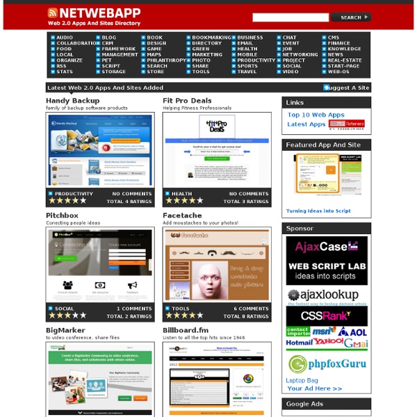 NetWebApp - Web 2.0 Apps And Sites Directory - Latest Web 2.0 Apps And Sites Added