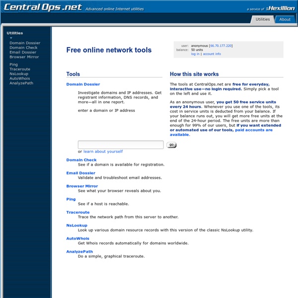 Free online network tools - traceroute, nslookup, dig, whois lookup, ping - IPv6