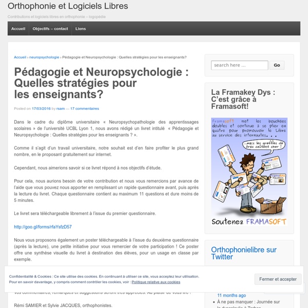 Pédagogie et Neuropsychologie : Quelles stratégies pour les enseignants?