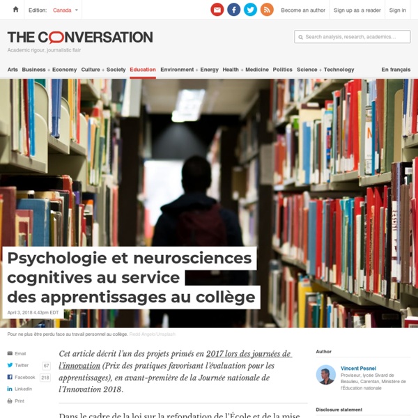 Psychologie et neurosciences cognitives au service des apprentissages au collège
