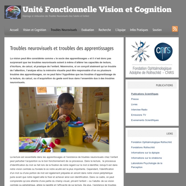 Troubles neurovisuels et troubles des apprentissages