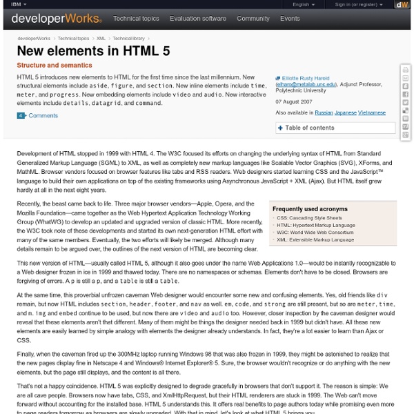New elements in HTML 5