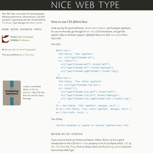 Nice Web Type – How to use CSS @font-face