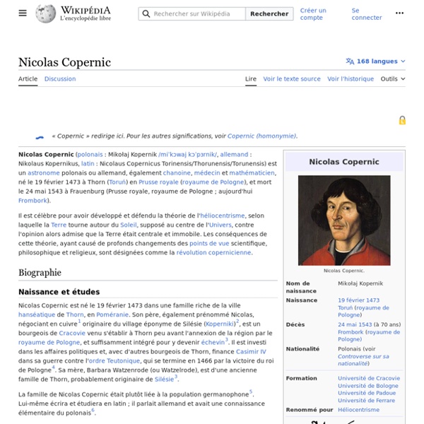 Nicolas Copernic (1473 1543)