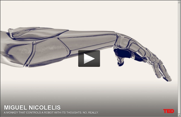Miguel Nicolelis: A monkey that controls a robot with its thoughts. No, really.