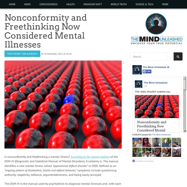 Nonconformity and Freethinking Now Considered Mental Illnesses