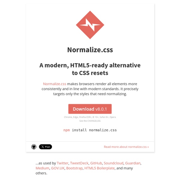 Normalize.css: Make browsers render all elements more consistently.