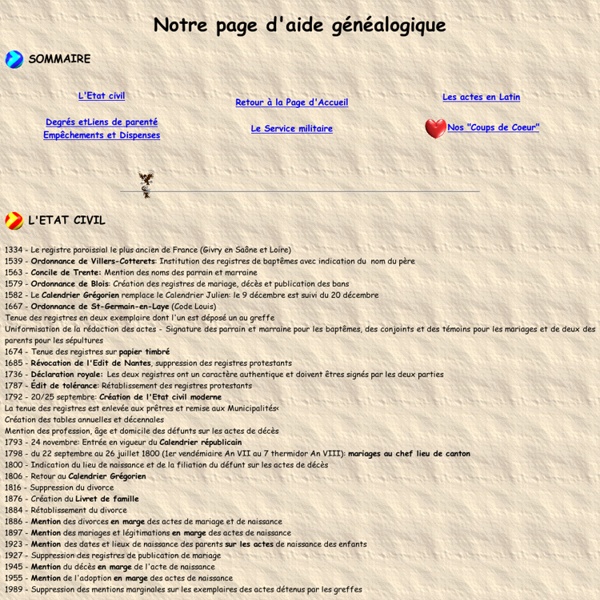 Nos pages d'aide généalogique