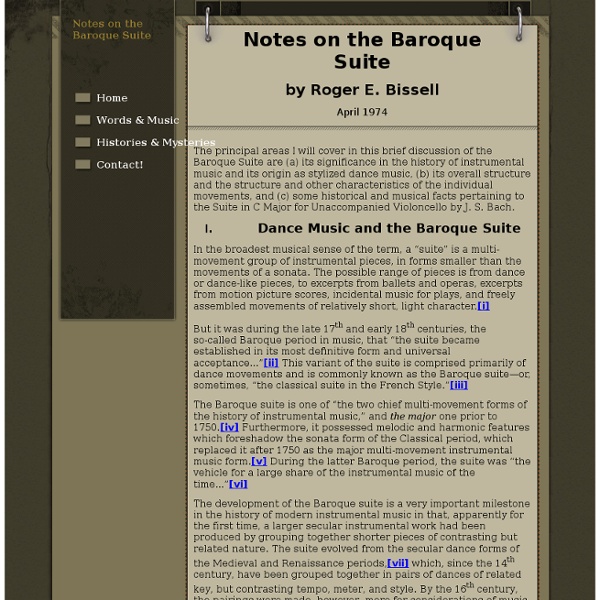 Notes on the Baroque Suite