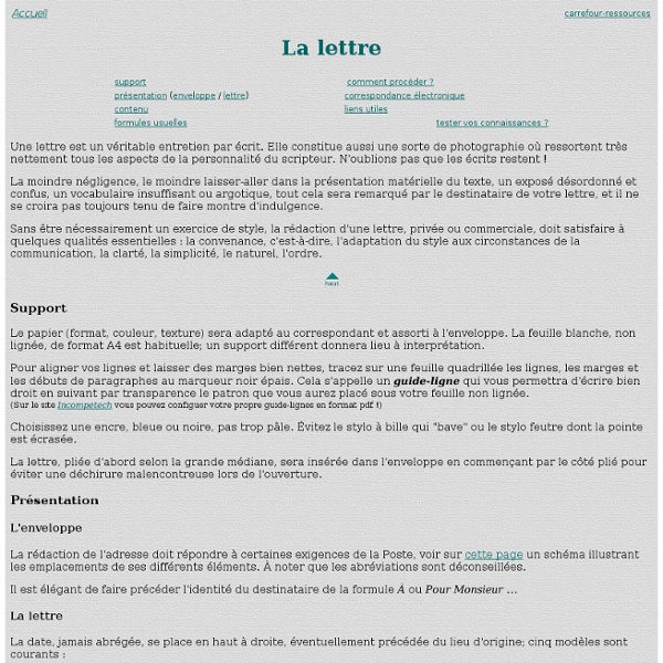 Notes sur la lettre