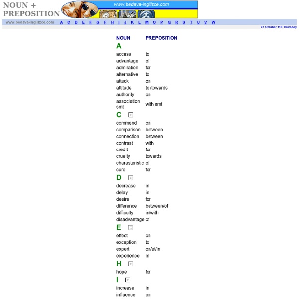 Noun + Preposition List