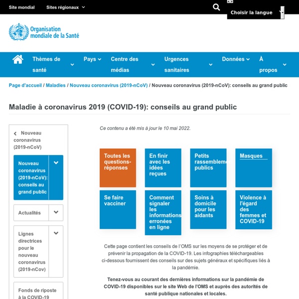 Nouveau coronavirus (2019-nCoV): conseils au grand public