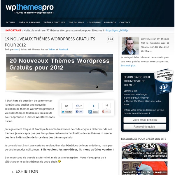 20 Nouveaux Thèmes Wordpress Gratuits pour 2012
