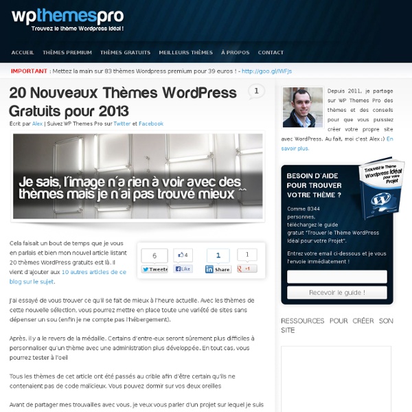 20 Nouveaux Thèmes WordPress Gratuits pour 2013