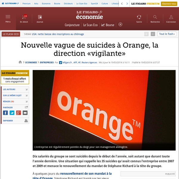 Nouvelle vague de suicides à Orange, la direction «vigilante»