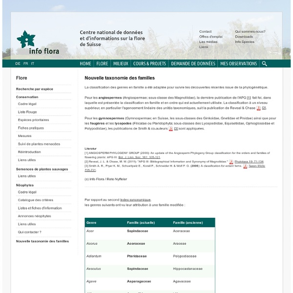 Nouvelle taxonomie des familles