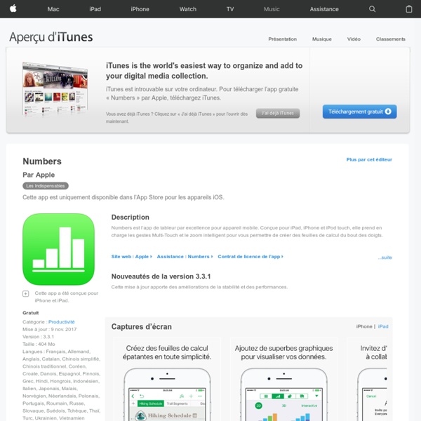 Numbers pour iPhone, iPod touch et iPad dans l’App Store sur iTunes