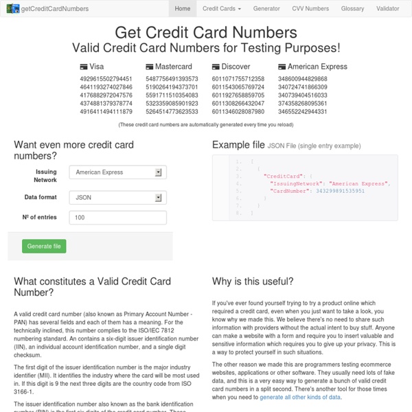 Get Fake Credit Card Numbers for Testing Purposes