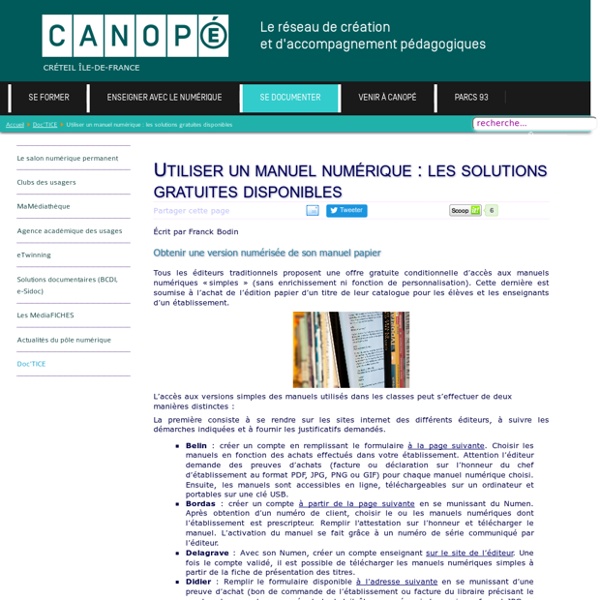 Canopé Créteil - Utiliser un manuel numérique : les solutions gratuites disponibles