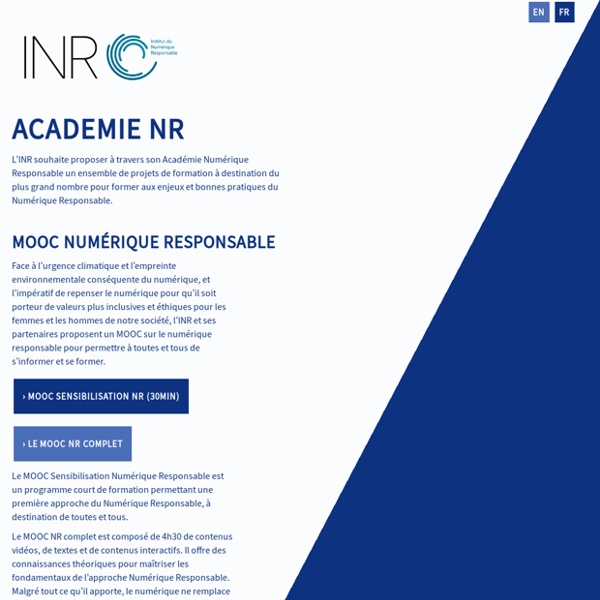 MOOC Numérique Responsable par l'Institut du Numérique Responsable (INR)