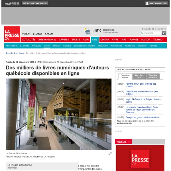 Des milliers de livres numériques d'auteurs québécois disponibles en ligne