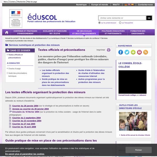 Services numériques et protection des mineurs - Textes officiels et préconisations