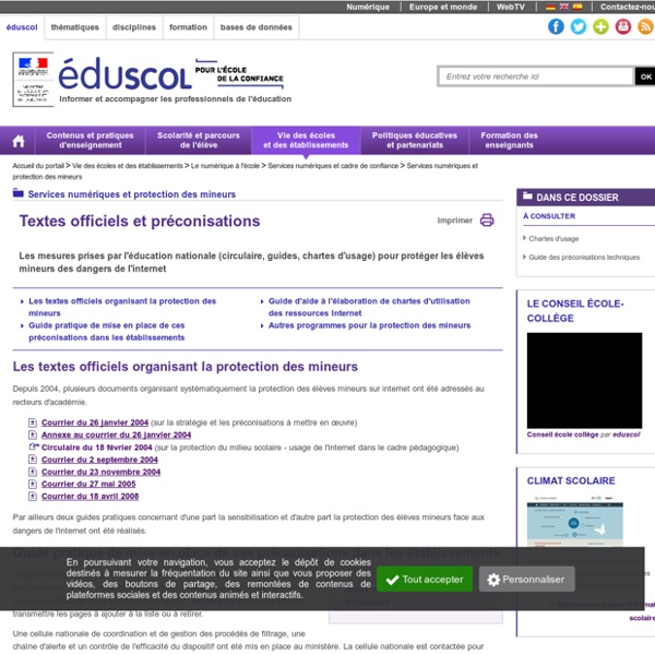 Textes et préconisations organisation services numériques et protection mineurs (Eduscol)