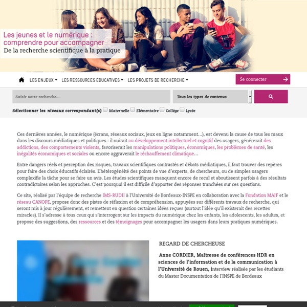 Les jeunes et le numériques – Un site utilisant Sites Canopé Bordeaux