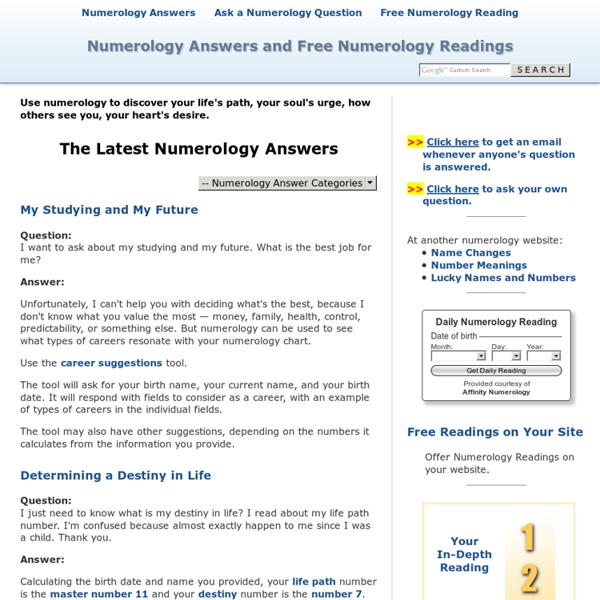 Free Numerology Readings and Numerology Answers