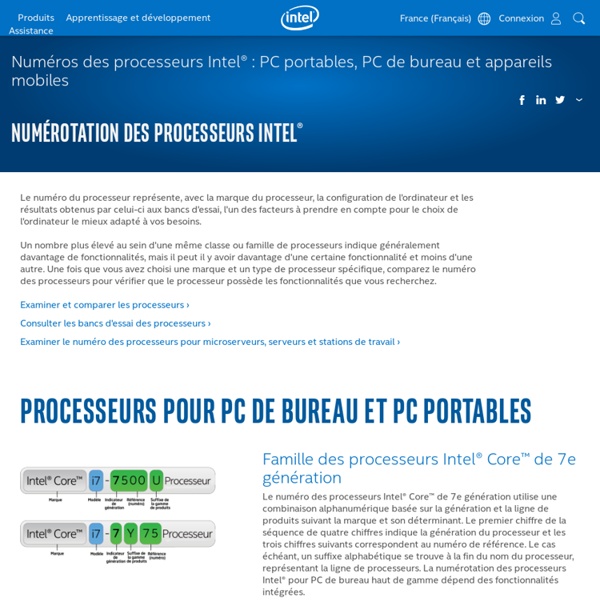 Numéros des processeurs Intel® : PC portables, PC de bureau et...
