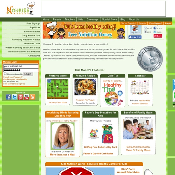 Nutrition Education, Free - Fun Healthy Kids' Games, Healthy Family Living Website, Food Pyramid Education, Healthy Eating Wellness Tools, Children's Nutrition Information, Free Kids' Games