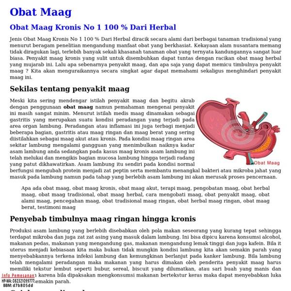 Obat Maag Kronis No 1 100 % Dari Herbal