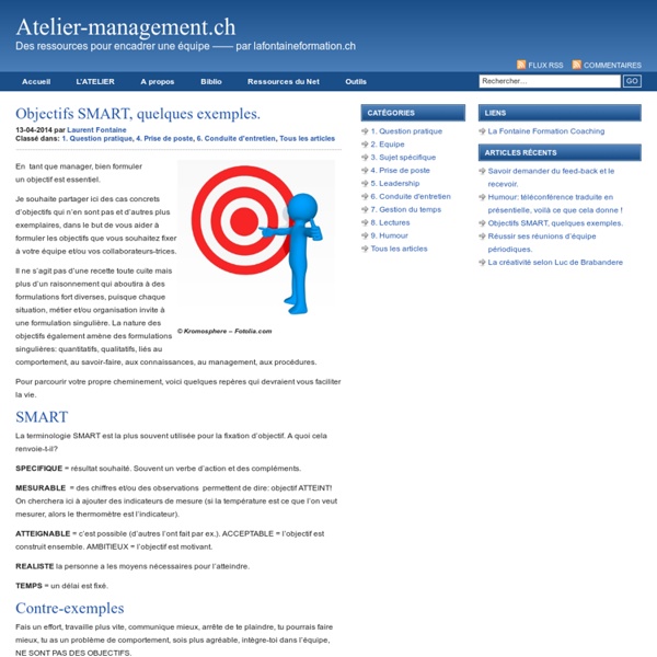 Objectifs SMART, quelques exemples
