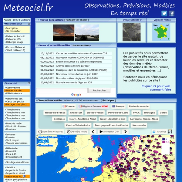 Météo, observations en temps réel et prévisions météo pour la France