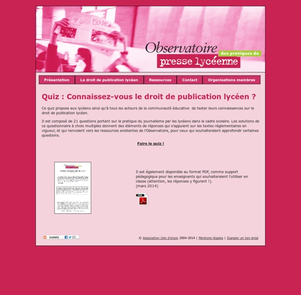 L'Observatoire des pratiques de presse lycéenne