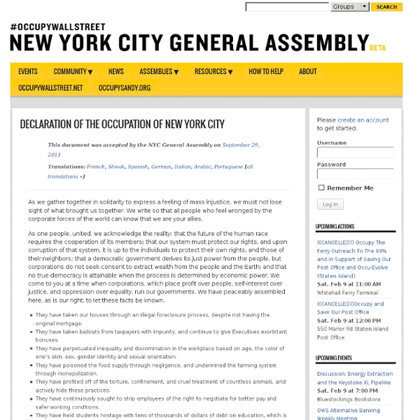 Declaration of the Occupation of New York City